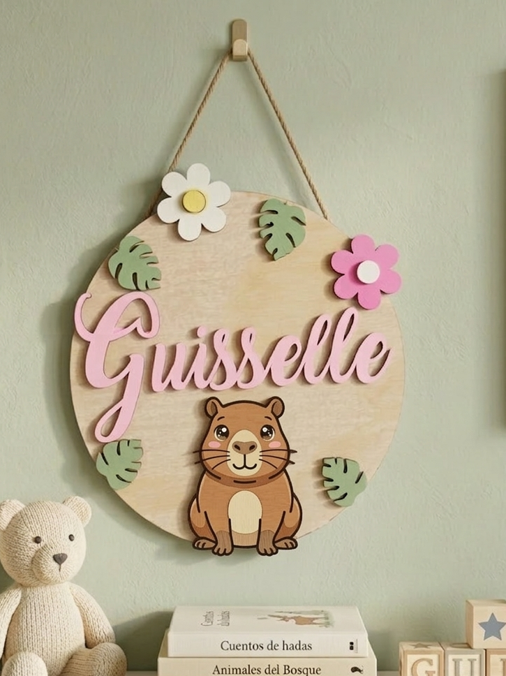Cartel de nombre y animal personalizable