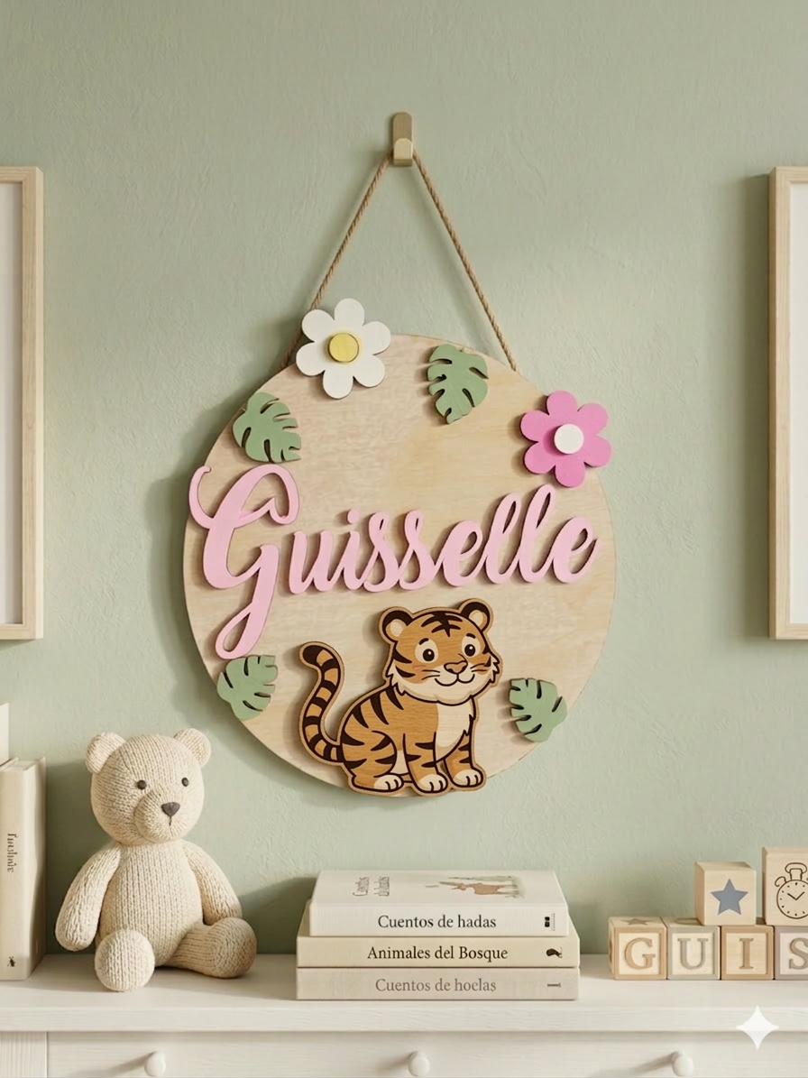 Cartel de nombre y animal personalizable