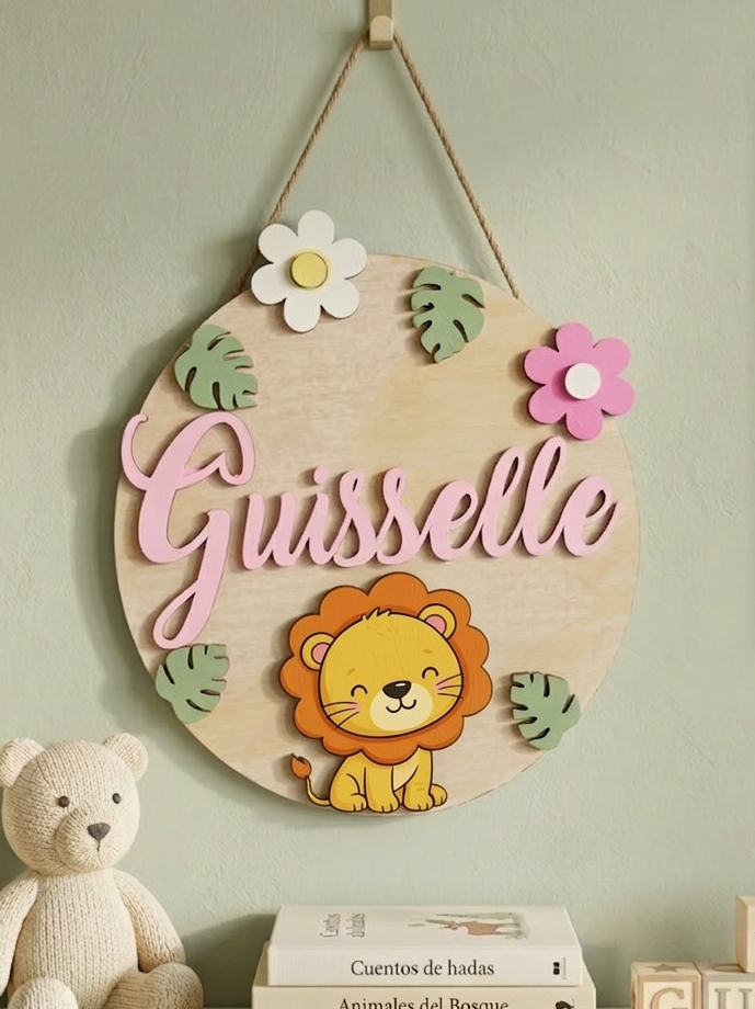 Cartel de nombre y animal personalizable