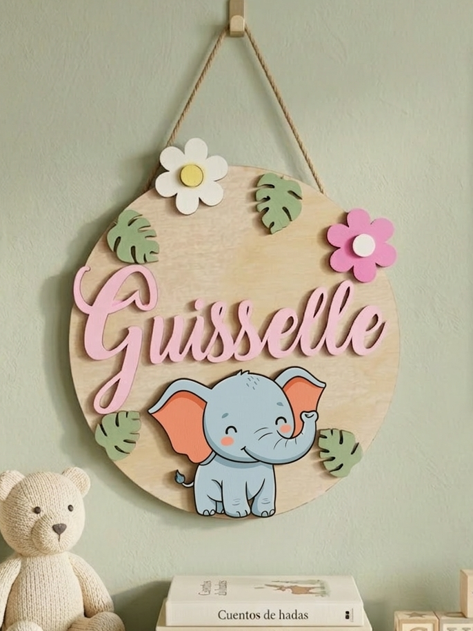 Cartel de nombre y animal personalizable