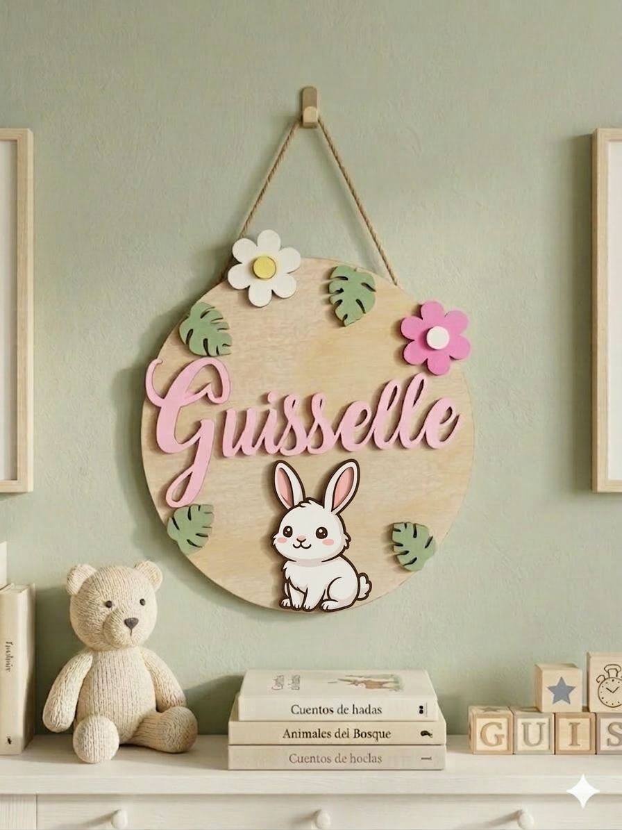 Cartel de nombre y animal personalizable