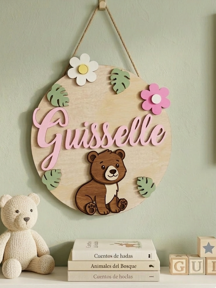 Cartel de nombre y animal personalizable